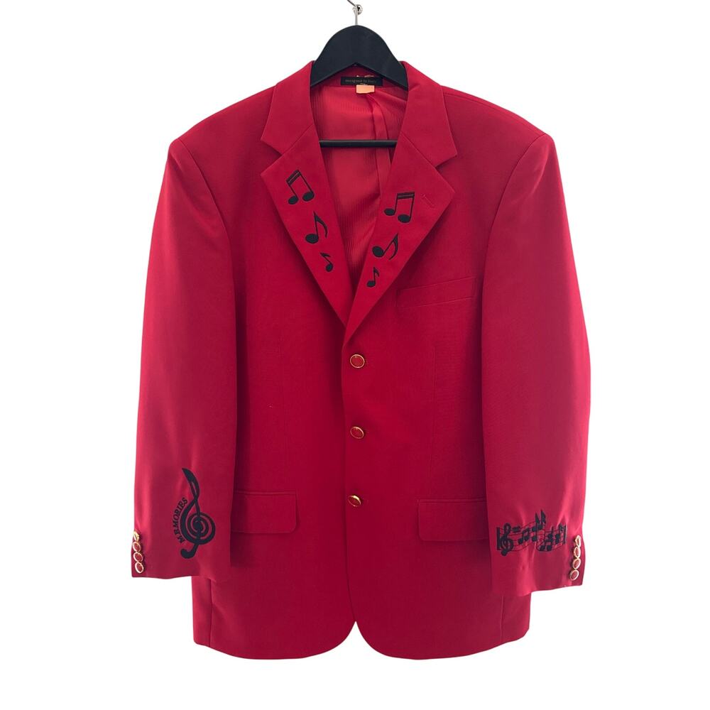 Lucci Collezion Red & black music note concert blazer size 40 R